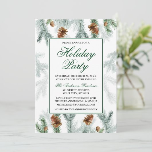 Waterverf Griekenland Pine Cones Holiday Kaart (Staand voorkant)