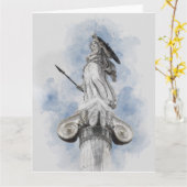 Waterverf Grieks beeld Athena Kaart (Gele Bloem)