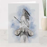 Waterverf Grieks beeld Athena Kaart