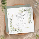 Waterverf Grieks Bridesmaids Luncheon Square Kaart<br><div class="desc">Met delicate waterverf greenery bladeren kan deze chic bridesmaids luncheon square worden gepersonaliseerd met uw speciale informatie over de feestelijke gebeurtenissen,  met een zilveren achtergrond aan de achterkant. Ontworpen door: Thisnotme©</div>