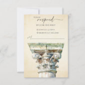 Waterverf Grieks Column Trouwen RSVP Response Kaar (Voorkant)
