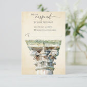 Waterverf Grieks Column Trouwen RSVP Response Kaar (Staand voorkant)
