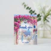 Waterverf Grieks Eiland Floral Tegel Dank u kaart (Staand voorkant)