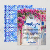 Waterverf Grieks Eiland Floral Tegel Dank u kaart (Voorkant / Achterkant)