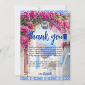 Waterverf Grieks Eiland Floral Tegel Dank u kaart (Voorkant)