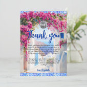 Waterverf Grieks Eiland Floral Tegel Dank u kaart (Staand voorkant)