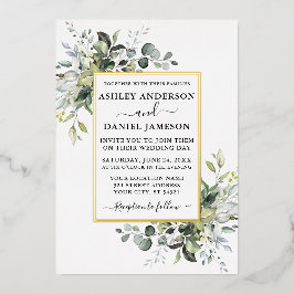 Waterverf Grieks Elegant Gold Folie Uitnodiging