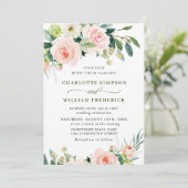 Waterverf Grieks huwelijk met blush roze bloemen Kaart (Staand voorkant)