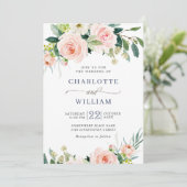 Waterverf Grieks huwelijk met blush roze bloemen Kaart (Staand voorkant)