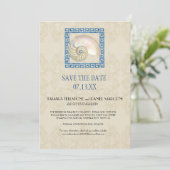 Waterverf Grieks Key Pattern Strand Cottage Bruilo Kaart (Staand voorkant)