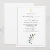 Waterverf Grieks kruis Eerste Heilige Communie Kaart (Voorkant / Achterkant)