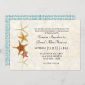 Waterverf Grieks SleutelpatroonStarfish Beach Wedd Kaart (Voorkant / Achterkant)