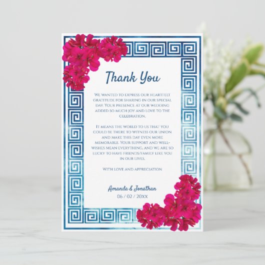 Waterverf griekse elegantie aangepaste foto bedankkaart (Staand voorkant)