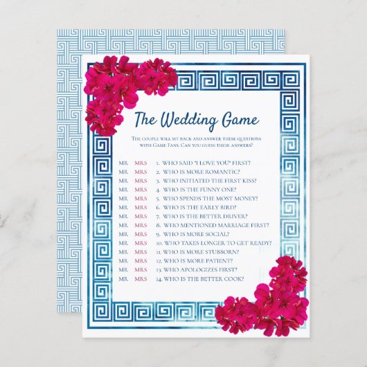 Waterverf griekse elegantie + roze bruiloft spel (Voorkant / Achterkant)