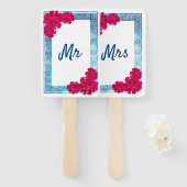 Waterverf griekse elegantie + roze bruiloft spel handwaaier (Voorkant en achterkant)