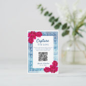 Waterverf griekse elegantie + roze foto delen informatiekaartje (Staand voorkant)