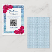 Waterverf griekse elegantie + roze foto delen informatiekaartje (Voorkant / Achterkant)