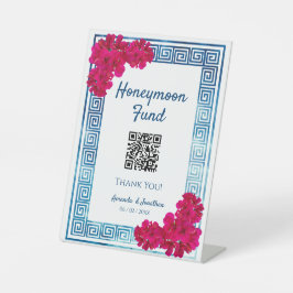 Waterverf griekse elegantie + roze huwelijksreis g reclamebord met voetstuk