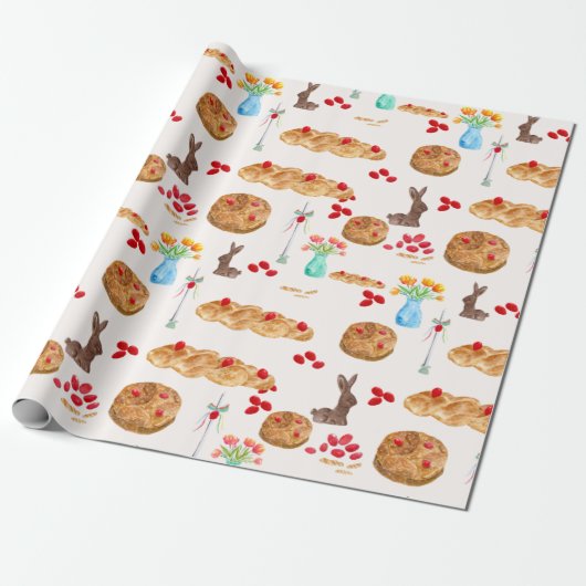 Waterverf Griekse paasschroothoop Cadeaupapier (Uitgerold)