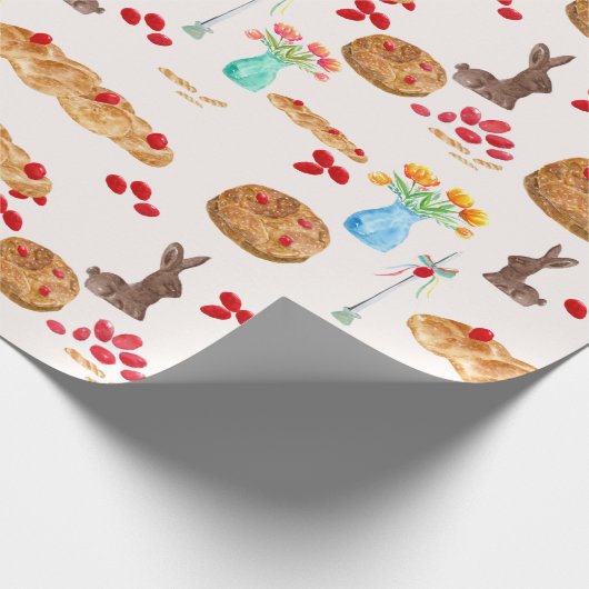 Waterverf Griekse paasschroothoop Cadeaupapier (Hoek)