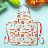 Waterverf Griekse paasvoeding en rode eieren Schort