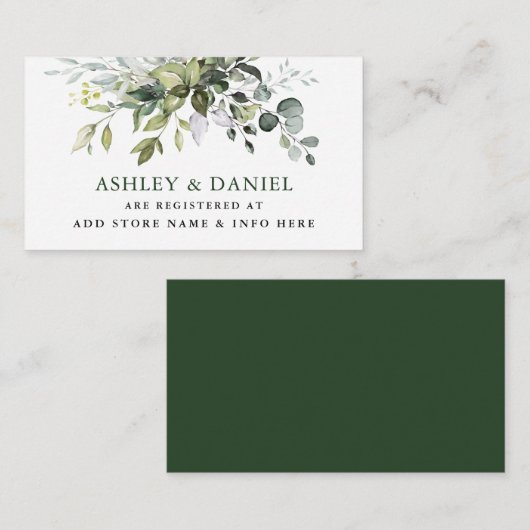 Waterverf Grienery Wedding Registry Informatiekaartje (Voorkant / Achterkant)