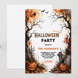 Waterverf Griezeld Bos Halloween Feest Kaart