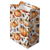 Waterverf Griezelige Pompoen & Spin Pattern Medium Cadeauzakje (Achterkant Gekanteld)