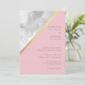 Waterverf grijs blush roze gouden folie bruiloft kaart (Staand voorkant)