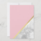 Waterverf grijs blush roze gouden folie bruiloft kaart (Achterkant)