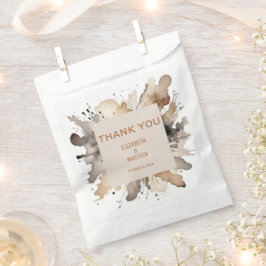 Waterverf Grijs Bruin Herfst Wedding Favoriet Tas Bedankzakje