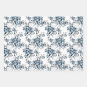 Waterverf Grijs en Blauw Bloemen Patroon Vakantie Inpakpapier Vel (Voorkant 3)