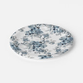 Waterverf Grijs en Blauw Bloemen Patroon Vakantie Papieren Bordje (Gekanteld)