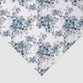 Waterverf Grijs en Blauw Bloemen Patroon Vakantie Tissuepapier (Detail)