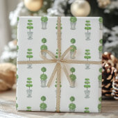 Waterverf grijs en groen topiary cadeaupapier