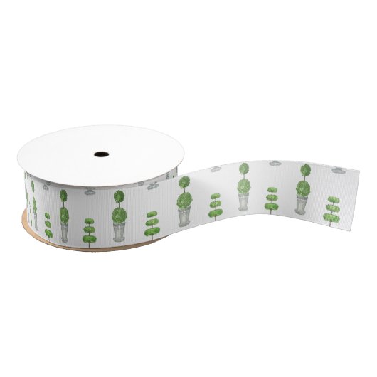 Waterverf grijs en groen topiary grosgrain lint (Spoel)
