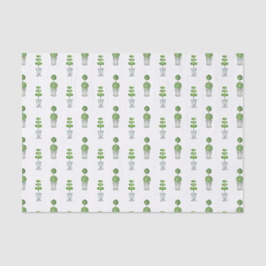 Waterverf grijs en groen topiary tissuepapier (Voorkant)