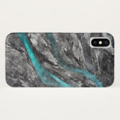 Waterverf grijs en Turquoise Case-Mate iPhone Case (Achterkant (horizontaal))