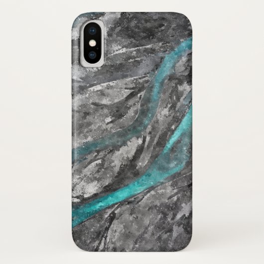 Waterverf grijs en Turquoise Case-Mate iPhone Case (Achterkant)
