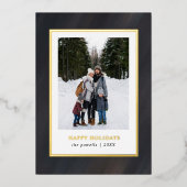 Waterverf Grijs fluweel Lijst 3 Foto's Kerst Folie Feestdagenkaart (Voorkant)