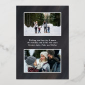 Waterverf Grijs fluweel Lijst 3 Foto's Kerst Folie Feestdagenkaart (Achterkant)