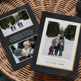 Waterverf Grijs fluweel Lijst 3 Foto's Kerst Folie Feestdagenkaart