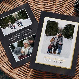 Waterverf Grijs fluweel Lijst 3 Foto's Kerst Folie Feestdagenkaart