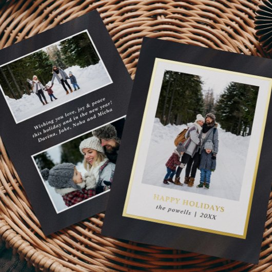 Waterverf Grijs fluweel Lijst 3 Foto's Kerst Folie Feestdagenkaart