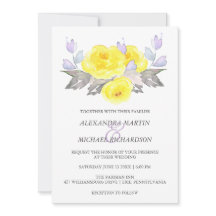  Waterverf Grijs Geel Paarse Rozen Bruiloft