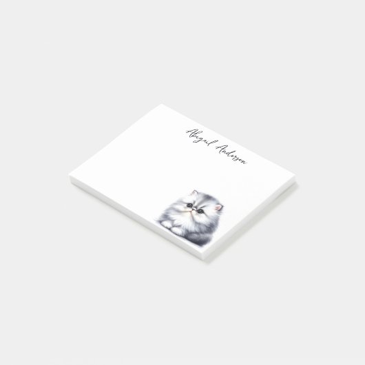 Waterverf Grijs Perzisch Kitten Schattige Cat Post-it® Notes (Schuin)
