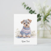 Waterverf Grijs Schnauzer Puppy Dog Gepersonalisee Briefkaart (Staand voorkant)
