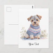 Waterverf Grijs Schnauzer Puppy Dog Gepersonalisee Briefkaart (Voorkant / Achterkant)