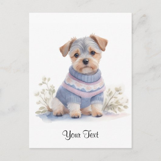Waterverf Grijs Schnauzer Puppy Dog Gepersonalisee Briefkaart (Voorkant)