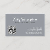 Waterverf Grijs Stoffig Roos Naaimachine QR Code Visitekaartje (Achterkant)